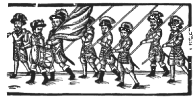 Woodcut image of marching soldiers